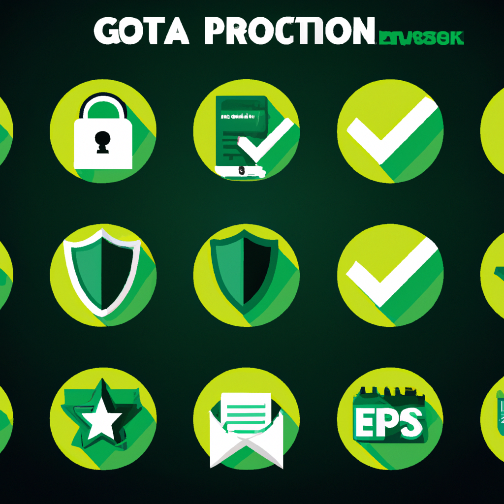 Pictogrammen voor gegevensbescherming met slot en schild in groene stijl