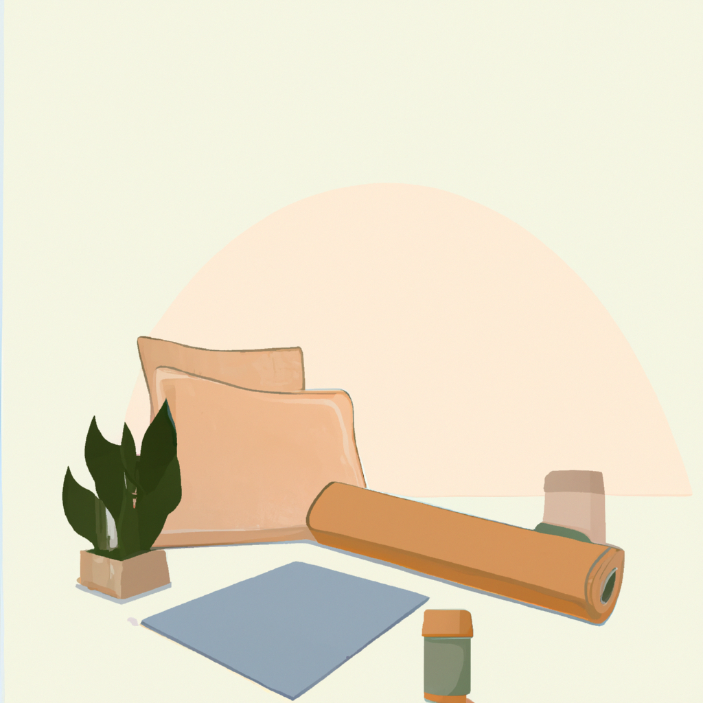 Lege favorieten illustratie — meditatie mat, zachte planten, warme tinten, minimalistisch