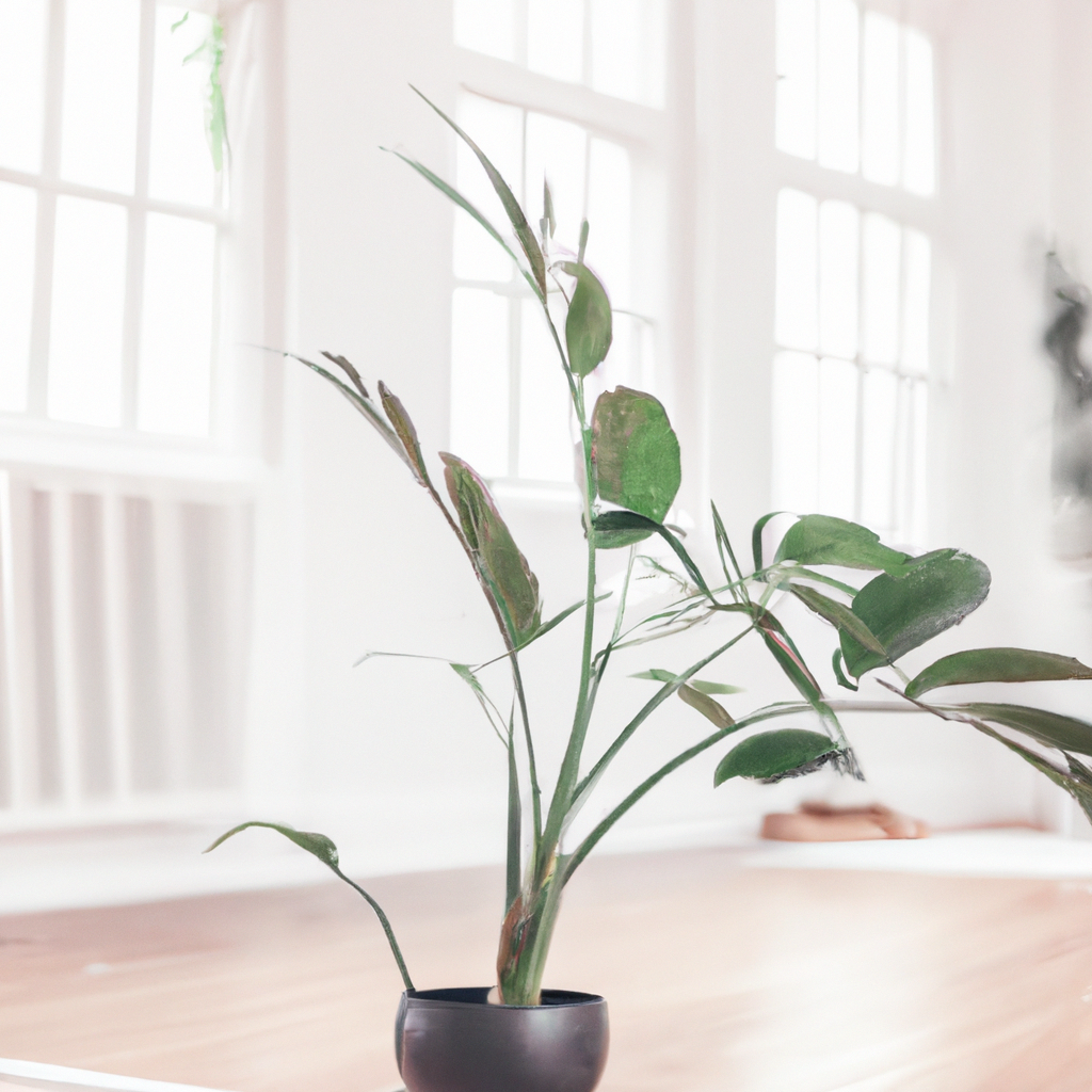 Zachte yoga studio met ochtendlicht en planten